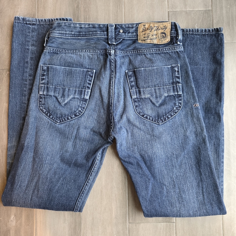 Diesel Jeans Mens 28x32 Blue Heeven 30th Anniversary Slim Button Fly Distressed